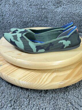 Rothys The Point Ballet Flat Womens Size 10 Camo Pointed Toe Slip On Knit Shoes